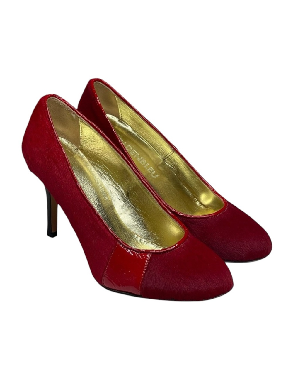 VHTF: new Goldenbleu ♛ Tina Mixed Media Pony Hair Heels Pumps ♛ Red 37.5 7M 7.5M - Picture 11 of 17